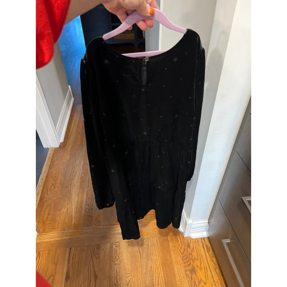 Gap kids black velour shimmer stars dress size‎ XL